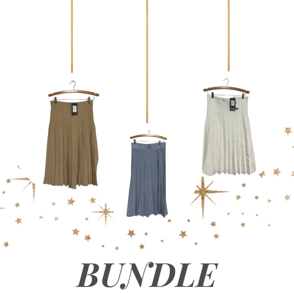 MUN Women's Pleated Skirt Bundle Size XL Modest Pull On Elastic Waist